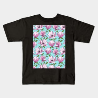 Pink Magnolia Pattern Kids T-Shirt